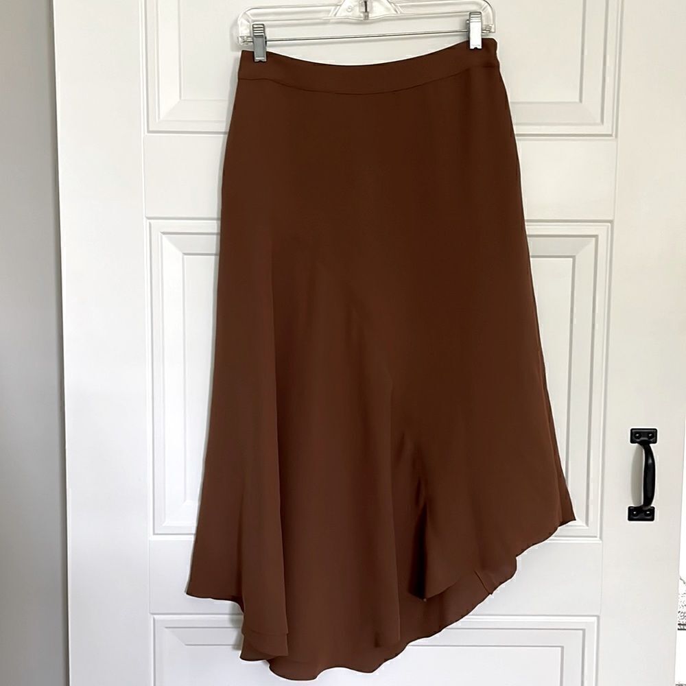 New Vince Asymmetrical Caramel Midi Skirt